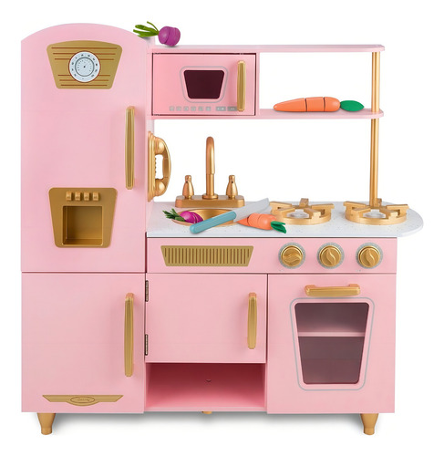Cocina De Madera Cocinita De Juguete Niña -pink And Gold Color Rosa