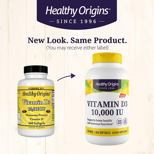 Vitamina D3 10,000ui 360 Softgels Healthy Origins Cod. 193