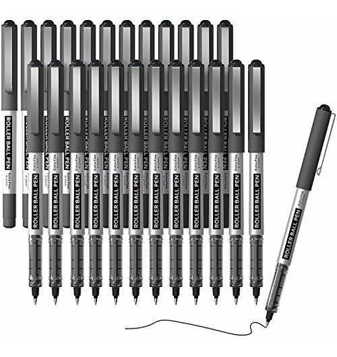 Plumas Negras De Punta Fina Tinta Liquida Rollerball 25 Pzas