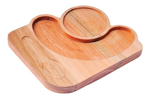 Plato De Madera Para Niños Infantil 2 Divisiones Bbq-grill