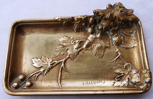 Monijor62- Antiguo Tarjetero Art Nuveaut Bronce Firmado Marr