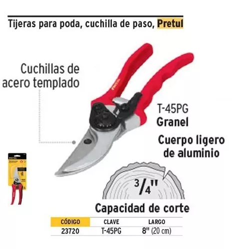 Tijera para poda 8 cuchilla de paso de acero inox, Pretul, Tijeras