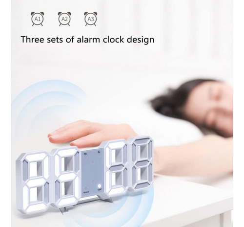 Reloj De Pared Led 3d Brillo Ajustable, Reloj De Mesa C...