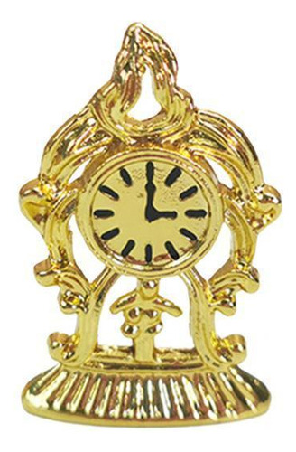 Accesorios De Casita De Muñecas 1:12 - Reloj De Mesa Dorado
