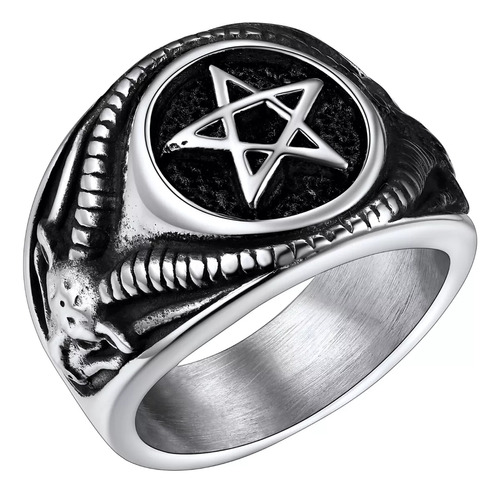 Anillos Baphomet Goat Para Hombre, Símbolo De Lucifer Y Sata