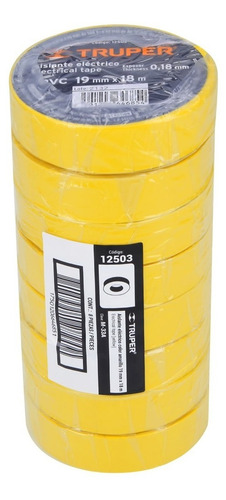 Huincha Aisladora De 19mm X 18m Amarilla Truper M-33a Amarillo