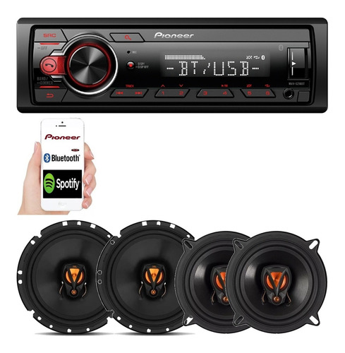Rádio Pioneer Bluetooth Mvh-s218bt + 4 Falante Jbl 5 E 6 Pol