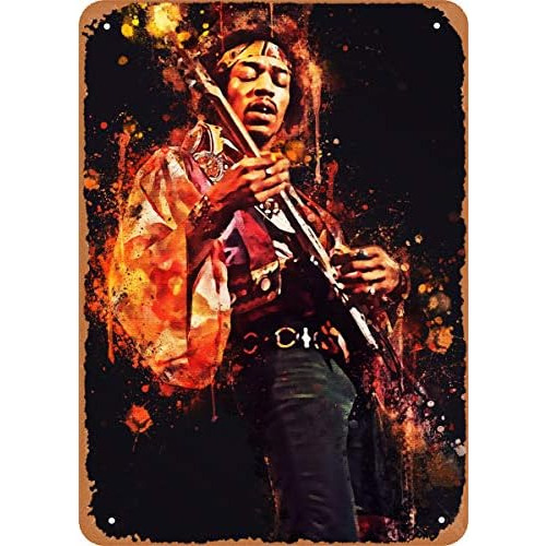 Placa De Metal Póster Del Artista Jimi Hendrix, 8  X 1...