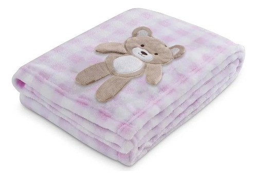 Manta Soft Bichinhos Bebê Infantil Cobertor Antialérgico Cor Rosa de Ursinho