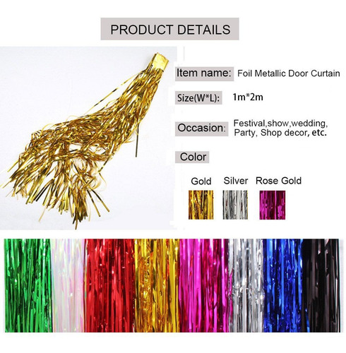 Cortinas Metalizadas Colores Para Fiestas Decoracion - Globo