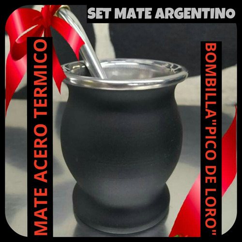 Set Matero Argentino!mate Acero Termico+bombilla Pico Loro'