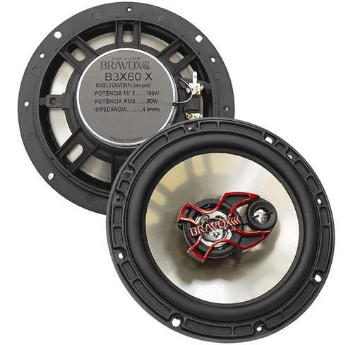 Imagen 2 de 6 de Parlantes Para Auto 6 Pulgadas Bravox B3x60 X-line 100 Rms P
