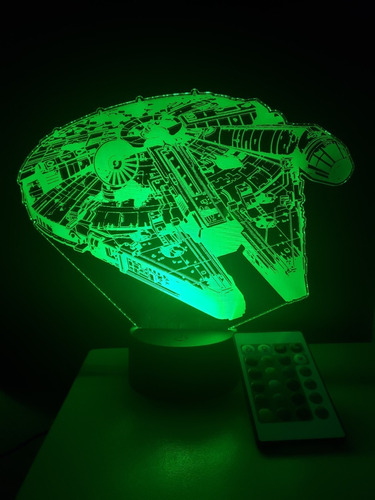 Imagen 3 de 8 de Lampara Led 3d Con Control Halcón Milenario Horizontal