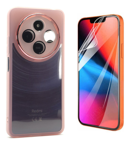 Kit Funda + Mica Poco C75 Protector Case Rigido Uso Rudo Balloon Cromo - Rosa Poco C75