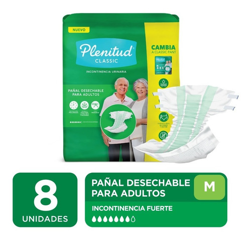 Imagen 1 de 1 de Pañal Para Adultos Plenitud Classic M Y G X 8 Unidades