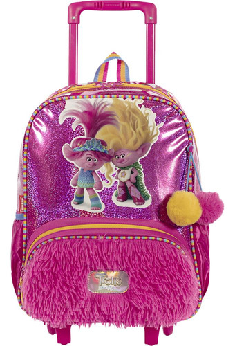 Mochila Rodinha G Trolls X Sisters Sestini 066241 Cor Rosa