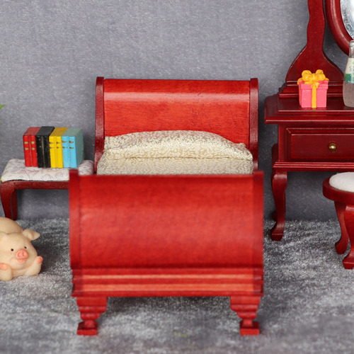 1:12 Casa De Muñecas De Madera Cama Individual Muebles