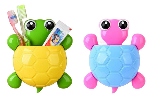 Soporte Cepillo De Dientes Ventosas Figura De Tortuga, 2 Pz