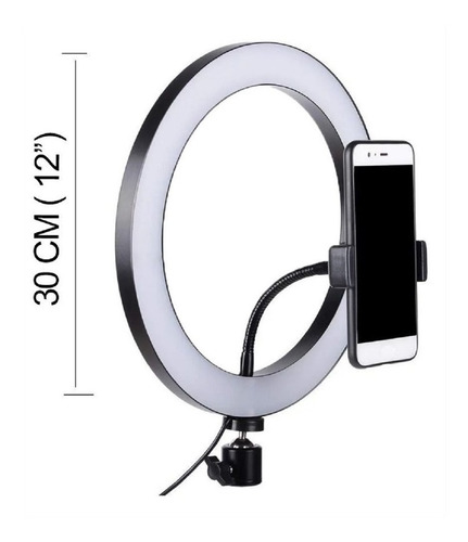 Imagen 2 de 3 de Aro De Luz Led Flash Selfie Anillo De 12 Pulgadas
