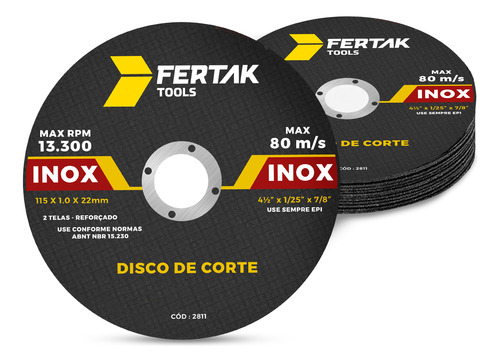 10x Disco Corte Fino Inox Esmerilhadeira 4.1/2 X 1,0 X 115mm