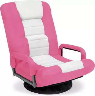 Sillon Gamer Giratorio Para Piso - Rosa Blanco