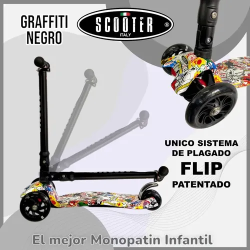 Scooter Plegable Para Niños Con Luces LED Y Altura Ajustable – Patinete De 3 Ruedas Con Plataforma Antideslizante