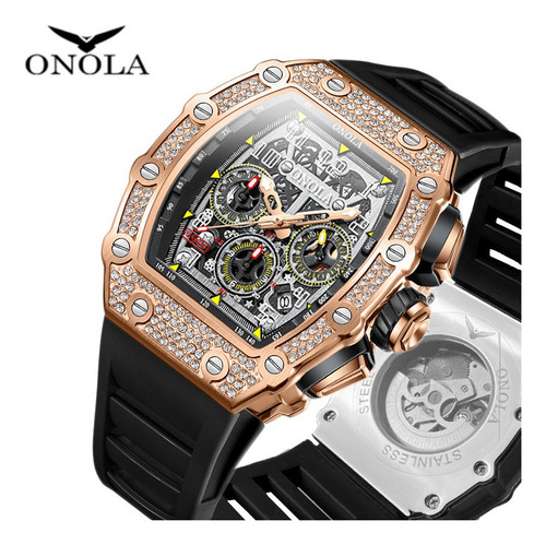 Relojes Mecánicos Onola Luxury Diamond Para Hombre Color del bisel Rose Black