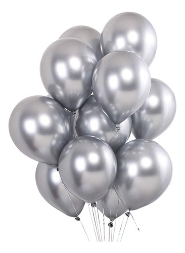 Globos Latex Cromado Reflex Plateado R12 30cm X12