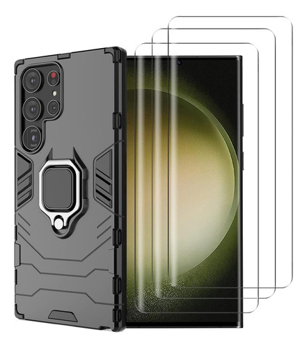 Funda Uso Rudo Carcasa Para Samsung Galaxy S23 Ultra +mica Negro Samsung Galaxy S23 Ultra