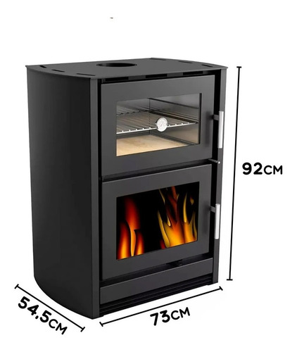 Calefactor Ecológico Horno Leña Doble Combustion + Kit Caños
