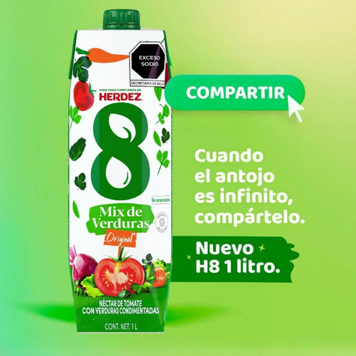 Néctar De Verduras Sabor Original 1l 8 Mix Herdez