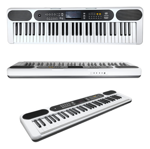 Teclado Musical 61 Teclas Az Keys Tone Branco C/fonte