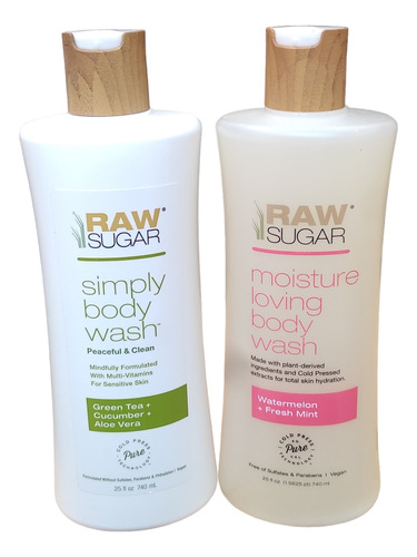 2 Jabón Líquido Body Wash Rawsugar 740 Ml C/u