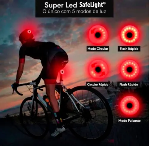 Super Led Bike Prolight 5 Modos De Luz Lanterna Traseira Usb
