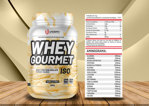 Whey Gourmet 900 g 25 g de proteína baja en carbohidratos