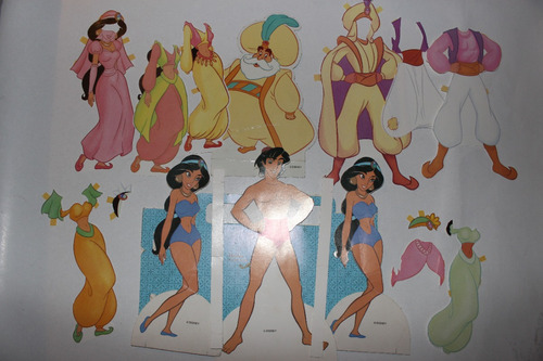 1993 Muñecas Papel Princesa Jasmine Aladdín Con Ropa Disney (Usado)