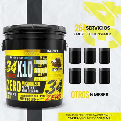 34 Zero Proteína Hidrolizada 10kg 264 Servs Varios Sabores Chocolate