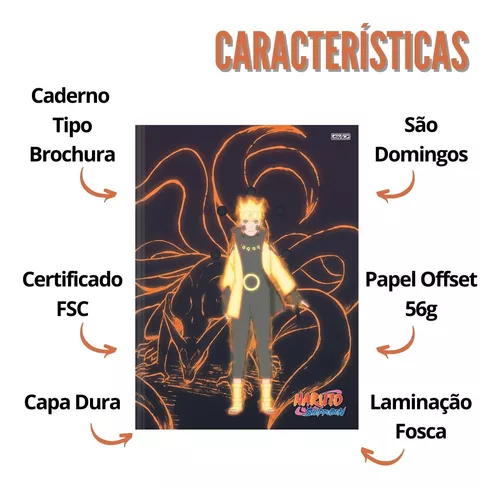 Kit 2un Caderno Naruto Uzumaki Shippuden Brochura 80 Fls Capa Dura