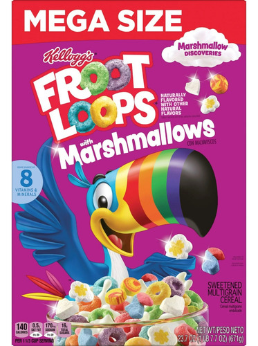 Cereal Americano Froot Loops Marshmallows Mega Size 671g