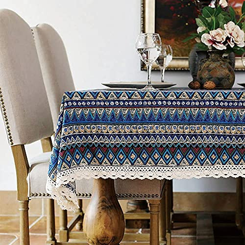 Mantel De Algodón Floral Con Encaje Para Cena Y Picnic