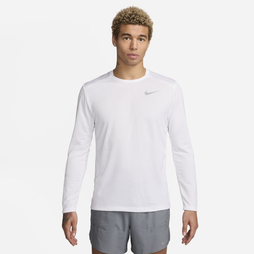 Playera Running Manga Larga Hombre Nike Dri-fit Miler Blanco