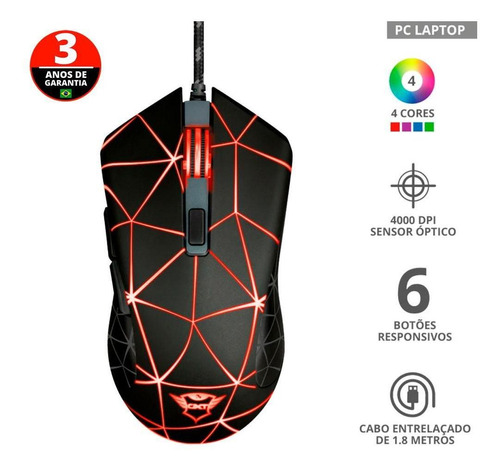 Mouse Gamer Trust Gxt133 T22988 Locx Led