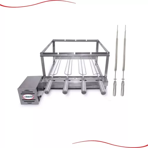 KIT ESPETO GIRATÓRIO PARA CHURRASQUEIRA 5 ESPETOS MAX GRILL