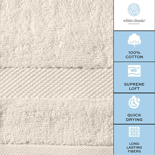 Toallas De Bañowhite Classic, Color Blanco Marfil, X4 Uni.