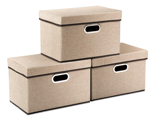 Cubos De Almacenaje Plegables Tapa [3pack] Cajas De Alm...