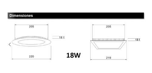 Imagen 3 de 4 de Panel Led Embutir Bellalux 18w 100v-240v Downlight