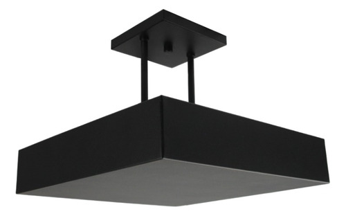 Plafon Luz Indireta Sobrepor 30x30cm C/ 4 Lâmpadas E27 Cor Preto 6500k - Branco Frio