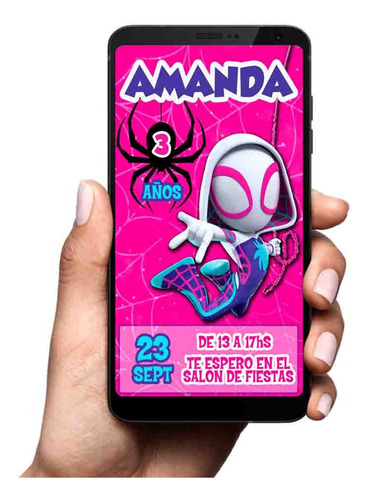 Invitación Digital Tarjeta Imprimible Ghost Spider