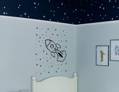 Viniles Decorativos Para Niños Estrellas Cohete Espacial