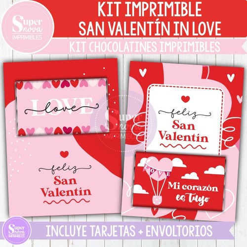 Kit Imprimible Chocolatines San Valentín In Love